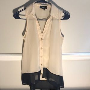 High-lo ivory and navy tank/blouse
